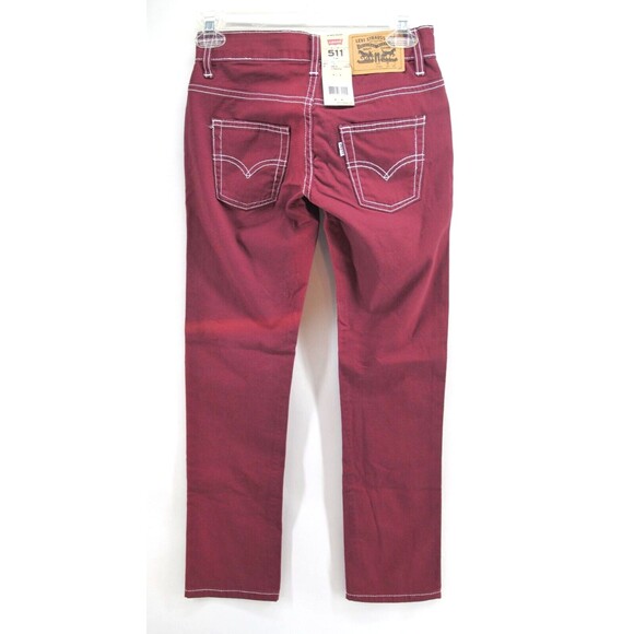 LEVI’S 511 SLIM STRAIGHT BURGUNDY PANTS BOYS SIZE 10 Reg 25x25 - Picture 6 of 9